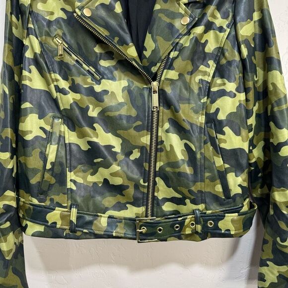 MICHAEL KORS Camo Moto Faux Leather Jacket - Picture 3 of 8